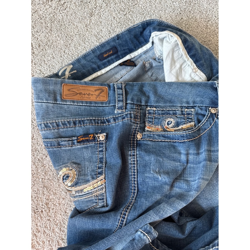 Seven7 Womens Bootcut Jeans Medium Wash Sequin Embroidered Pockets Size 14 - Picture 5 of 5